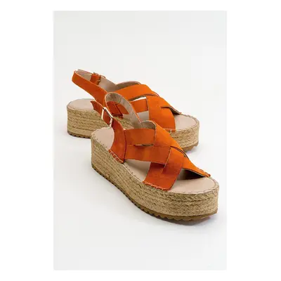 LuviShoes Lontano Orange Suede Genuine Leather Women's Sandals