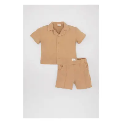 DEFACTO Baby Boy 2-Piece Set Muslin Short Sleeve Shirt Shorts