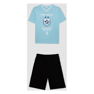 DEFACTO Boy 2-Piece Set Printed Short Sleeve T-Shirt Shorts