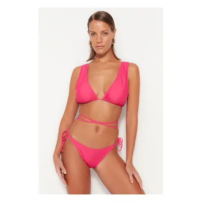 Trendyol Fuchsia Tie-Up Regular Leg Bikini Bottom