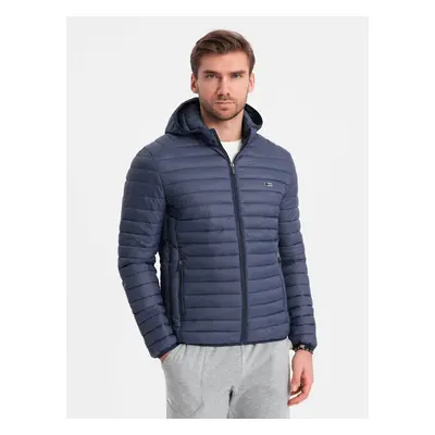 Ombre Men's quilted bagged jacket - navy blue