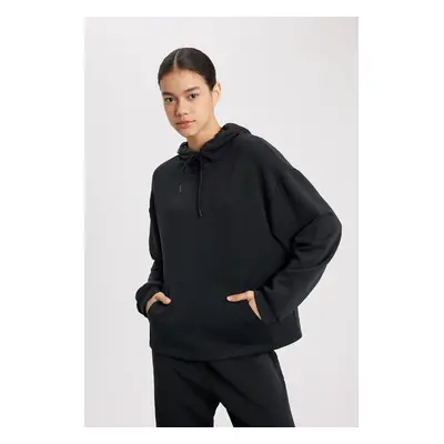 DEFACTO Fit Oversize Wide Mold Premium Hooded Kangaroo Pocket Sports Sweatshirt