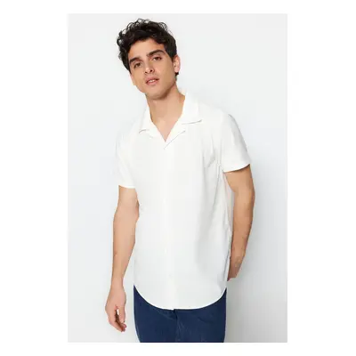 Trendyol White Regular Fit Open Collar Summer Shirt