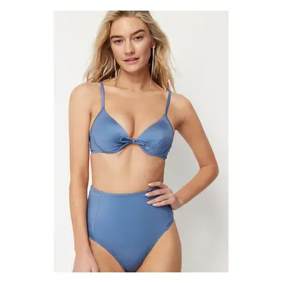 Trendyol Blue Balconet Push Up Bikini Top