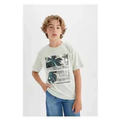 DEFACTO Boy's Crew Neck Printed Short Sleeve T-shirt