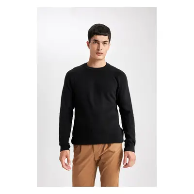 DEFACTO Standard Fit Regular Cut Crew Neck Basic Plain Knitwear Sweater