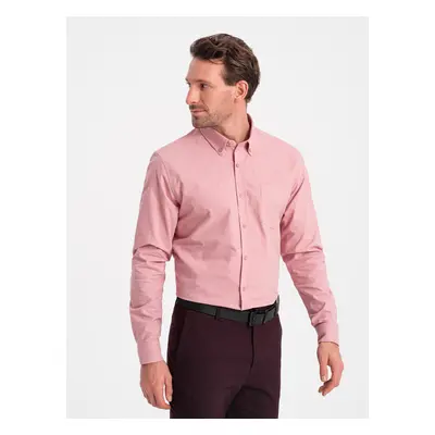 Ombre Men's REGILAR FIT cotton shirt with pocket - pink