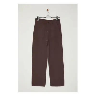 Trendyol Brown Straight Fit Pocket Detailed Baggy Trousers