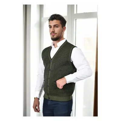 37376 Dewberry Houndstooth Patterned Mens Knit Vest-Khaki