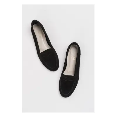 LuviShoes F02 Women's Black Suede Flats