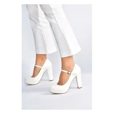 Fox Shoes Women's White Platform Heeled Evening Shoes