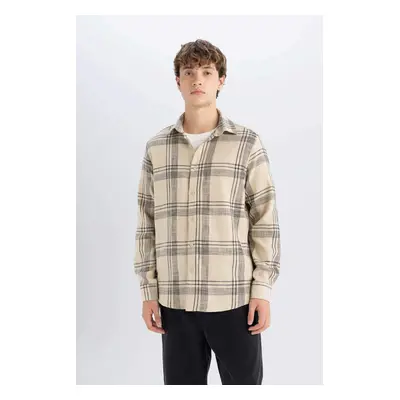 DEFACTO Regular Fit Plaid Lumberjack Flannel Cotton Long Sleeve Shirt