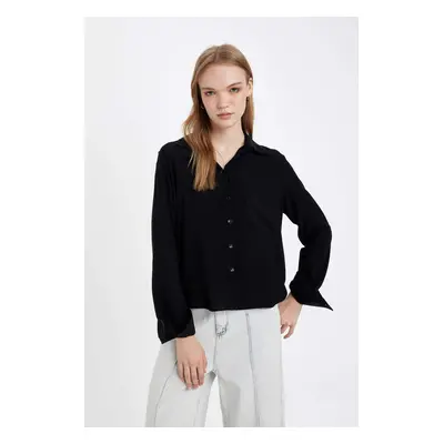 DEFACTO Regular Fit Shirt Collar Basic Plain Buttoned Long Sleeve Shirt