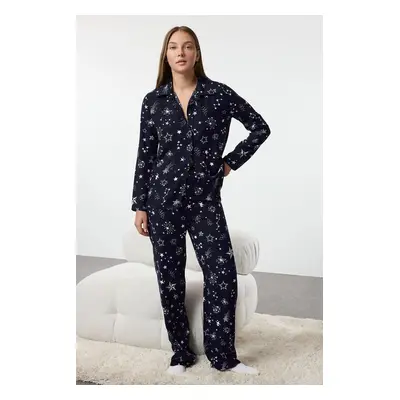 Trendyol Navy Blue Galaxy Patterned Viscose Woven Pajama Set