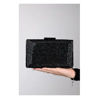 LuviShoes GOMEDA Black Square Stone Women's Evening Dress Bag