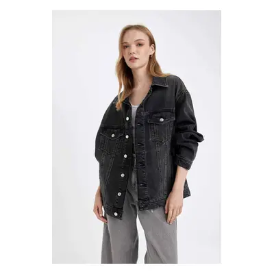 DEFACTO Oversize Wide Cut Buttoned Jean Jacket