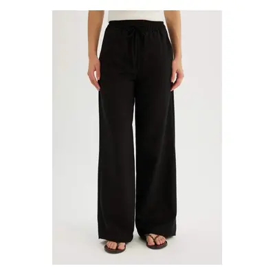 DEFACTO Trousers Wide Leg Wide Leg Elastic Waist Laced