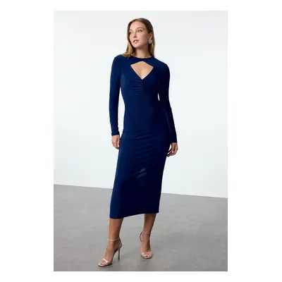 Trendyol Saxe Body-Sit Knitted Draped Chic Evening Dress