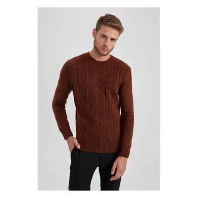 DEFACTO Standard Fit Regular Cut Hair Knitted Crew Neck Knitwear Sweater