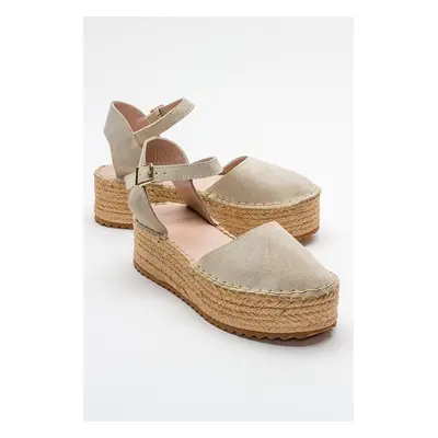 LuviShoes VIBA Women's Beige Suede Genuine Leather Sandals