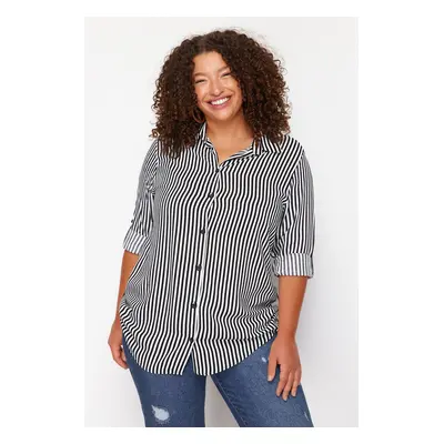 Trendyol Curve Black and White Striped Shirt