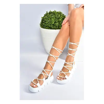 Fox Shoes White Women's Thick-soled Ankle Sandals