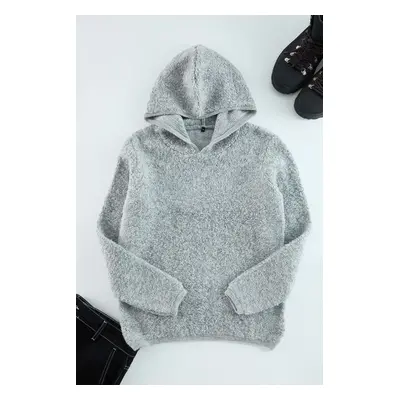 Trendyol Gray Regular Hooded Textured Knitwear Sweater