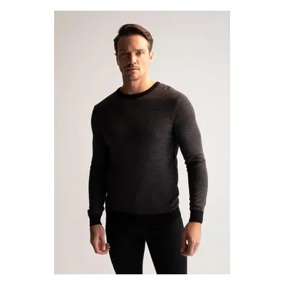 DEFACTO Slim Fit Crew Neck Patched Sleeve Detailed Knitwear Sweater R1110az22wn