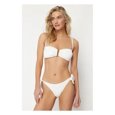 Trendyol Ecru Strapless Textured Regular Bikini Set with Accessories