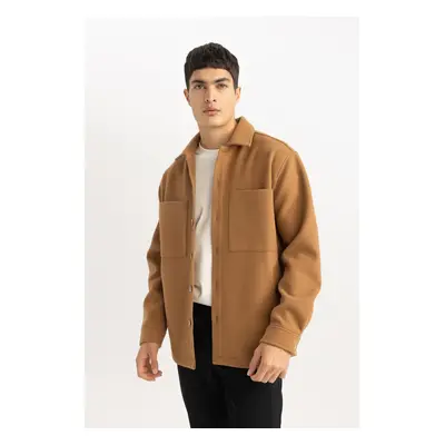 DEFACTO Relax Fit Polo Neck Wool Look Shirt Jacket