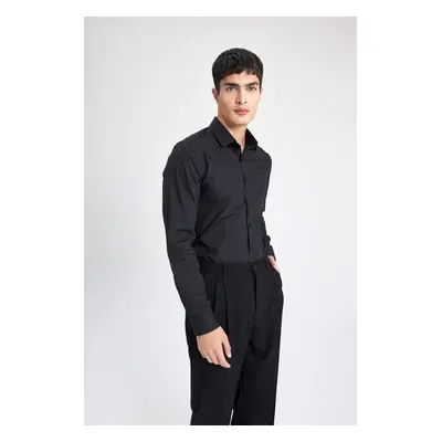 DEFACTO Slim Fit Slim Fit Italian Collar Non Iron Long Sleeve Shirt