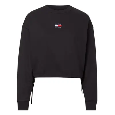 Tommy Jeans Sweatshirt - TJW BXY CROP BADGE DRAWSTR CREW black