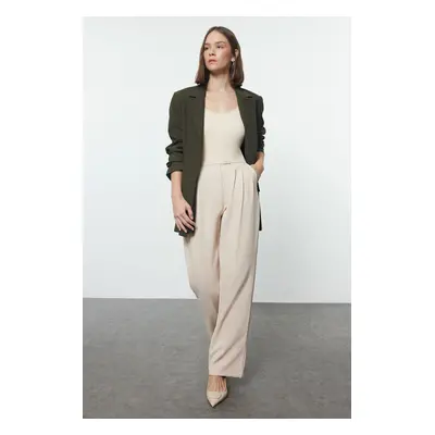 Trendyol Stone Low Waist Wide Leg/Wide Leg Woven Fabric Trousers