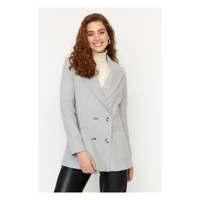 Trendyol šedý knoflík uzávěr Cachet Coat