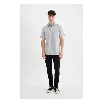 DEFACTO Slim Fit Slim Fit Poplin Short Sleeve Shirt