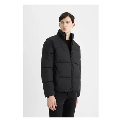 DEFACTO Puffer Jacket Water Repellent Slim Fit Slim Cut Stand Collar Zippered Pocket Lined