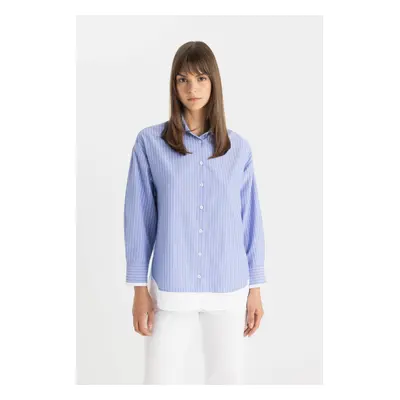 DEFACTO Relax Fit Striped Poplin Long Sleeve Shirt Tunic