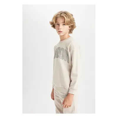 DEFACTO Boy Oversize Wide Pattern Crew Neck Thick School Sweatshirt