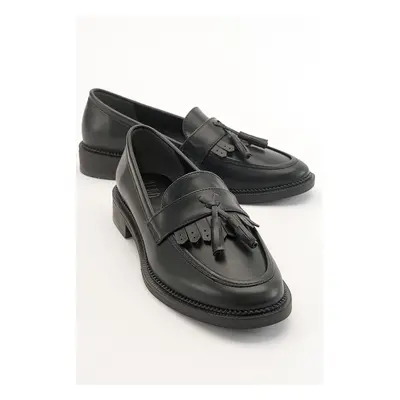 LuviShoes LILY Black Skin Women's Loafers