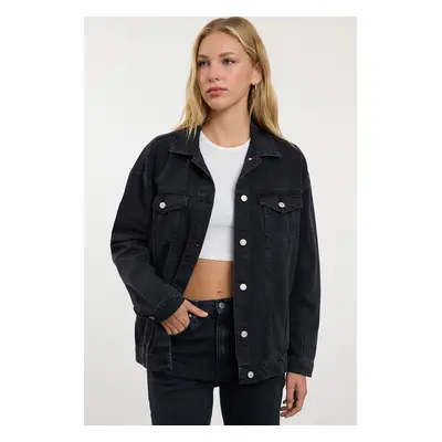 Trendyol Black Woven Mixed Denim Bomber Jacket