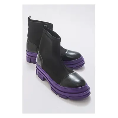 LuviShoes Bendiş Black Purple Scuba Women's Boots