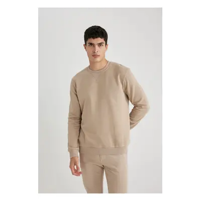 DEFACTO Regular Fit Crew Neck Cotton Basic Plain Sweatshirt