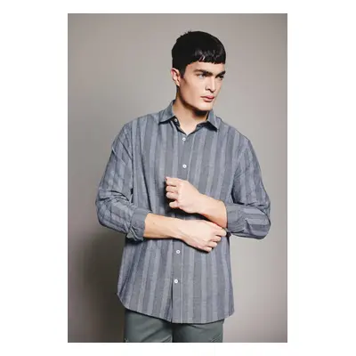 DEFACTO Regular Fit Striped Textured Long Sleeve Shirt