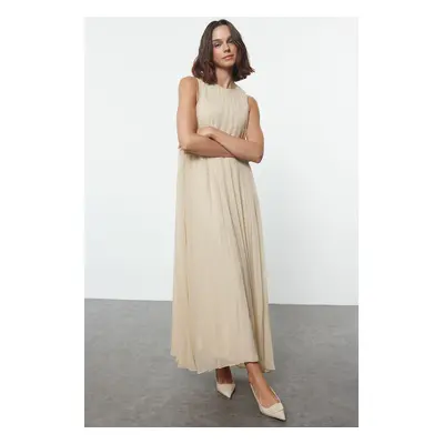 Trendyol Beige Pleated Woven Underwear Dress