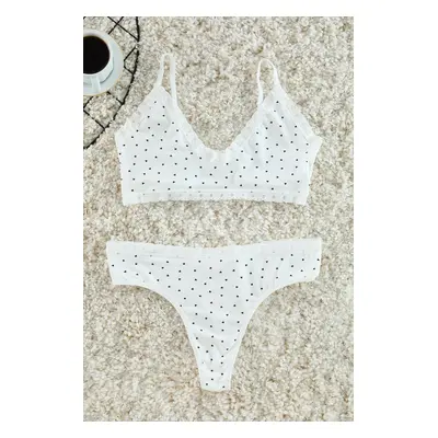 Trendyol White Cotton Lace Detailed Heart-shaped Coverless Knitted Underwear Set