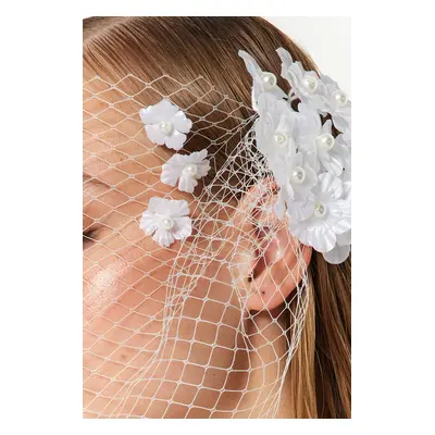 Trendyol Ecru Pearl Flower Detailed Bridal Hair Accessory