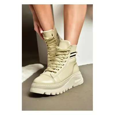 Fox Shoes R250660009 Beige Women's Boots with a Thick Sole