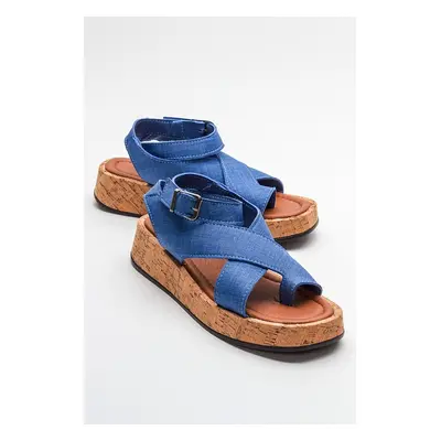 LuviShoes SARY Blue Women's Jeans Sandals