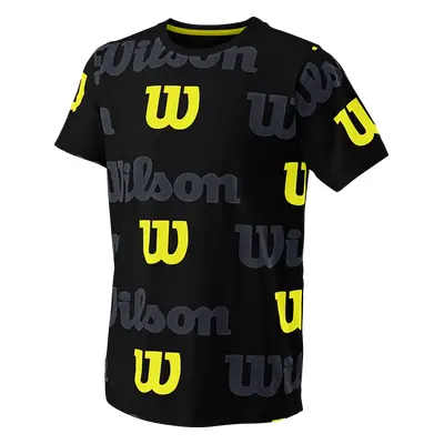 Dětské tričko Wilson All Over Logo Tech Tee B Black