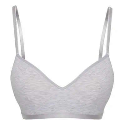 Trendyol Grey Melange Cotton Non-wired Covered Rope Strap T-Shirt Bra Knitted Bra